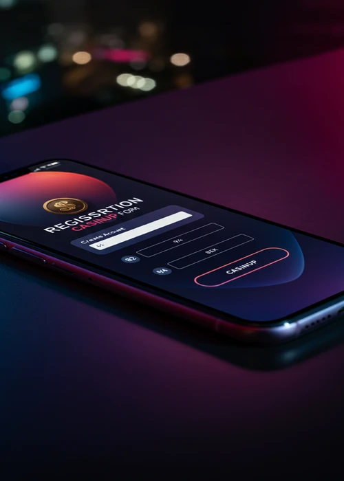 Benutzerfreundliches Registrierungsformular des Flagman Casinos, das den ersten Schritt zur Kontoerstellung mit E-Mail-Adresse und Passwort zeigt.